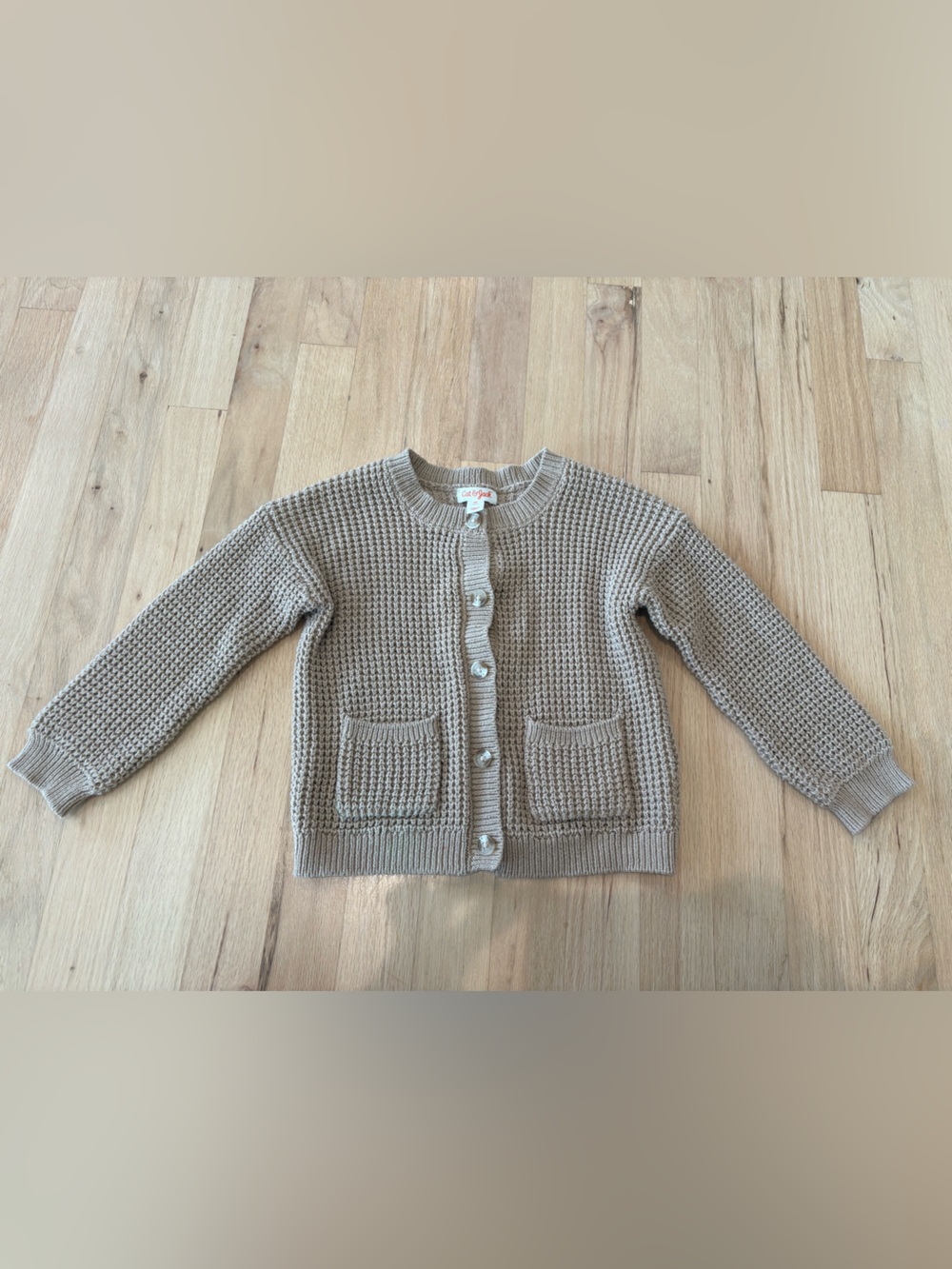 Cat & Jack Tan Knit Toddler Cardigan
